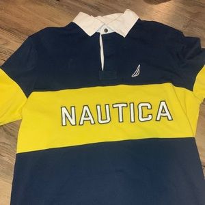 Nautica Color block collared long sleeve